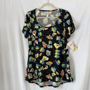 New Disney Lularoe Toy Story Aliens Black Womens Medium T-Shirt Dress Nightgown